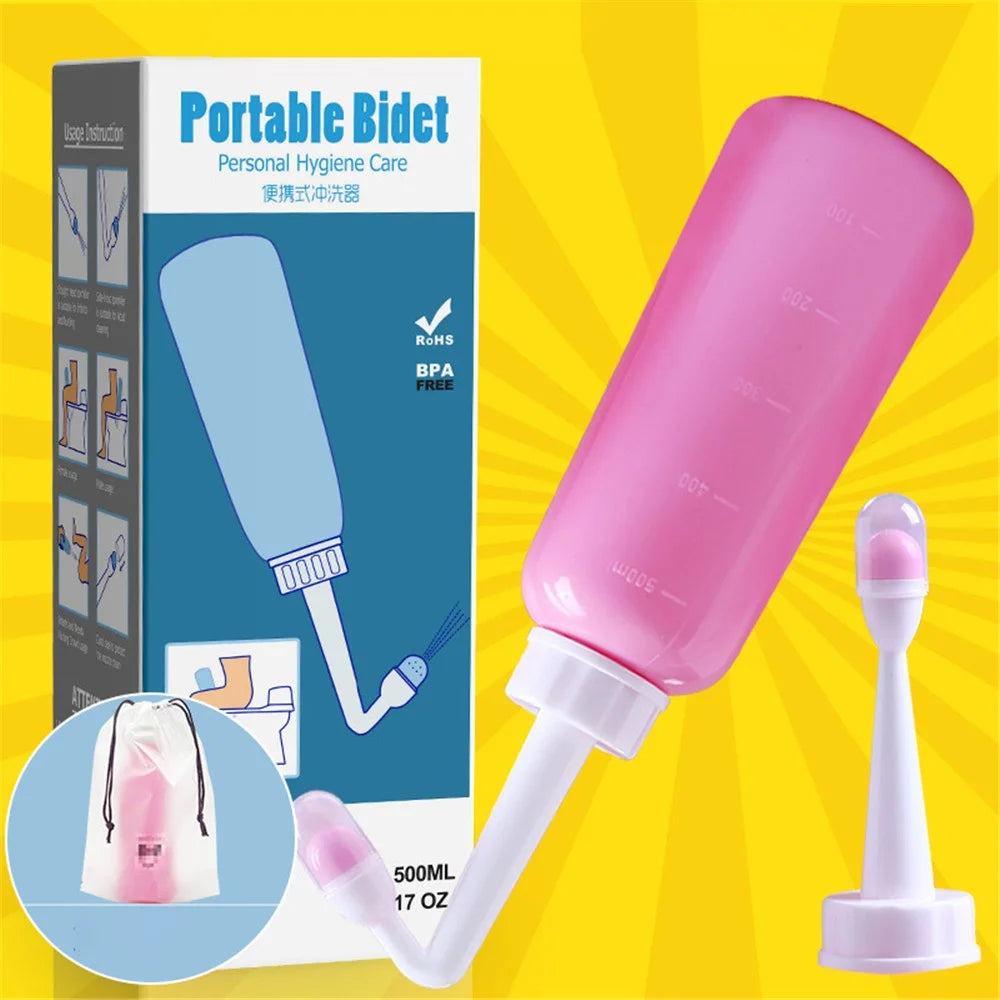500ml Portable Travel Handheld Bidet Sprayer Personal Hygiene Cleaning Spraying Bottle - Pink - 2