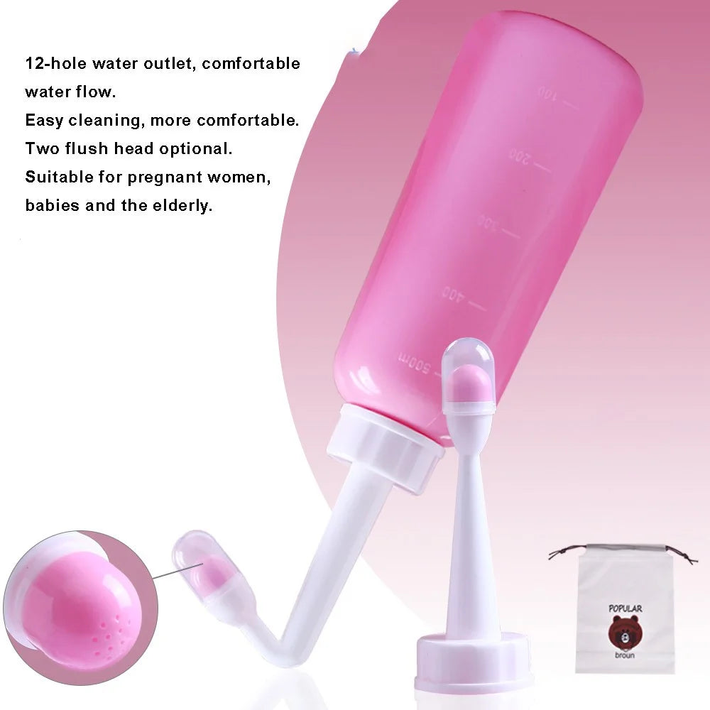 500ml Portable Travel Handheld Bidet Sprayer Personal Hygiene Cleaning Spraying Bottle - Pink - 4