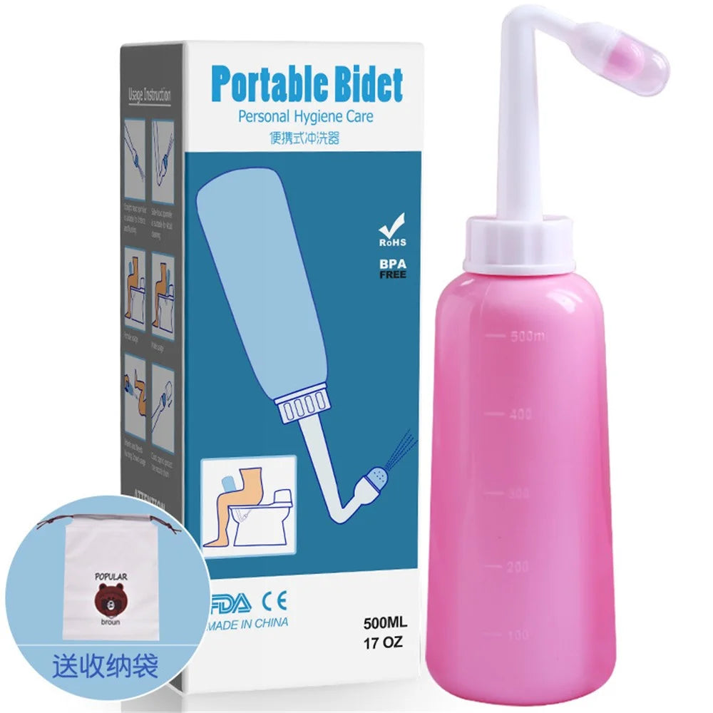 500ml Portable Travel Handheld Bidet Sprayer Personal Hygiene Cleaning Spraying Bottle - Pink - 7