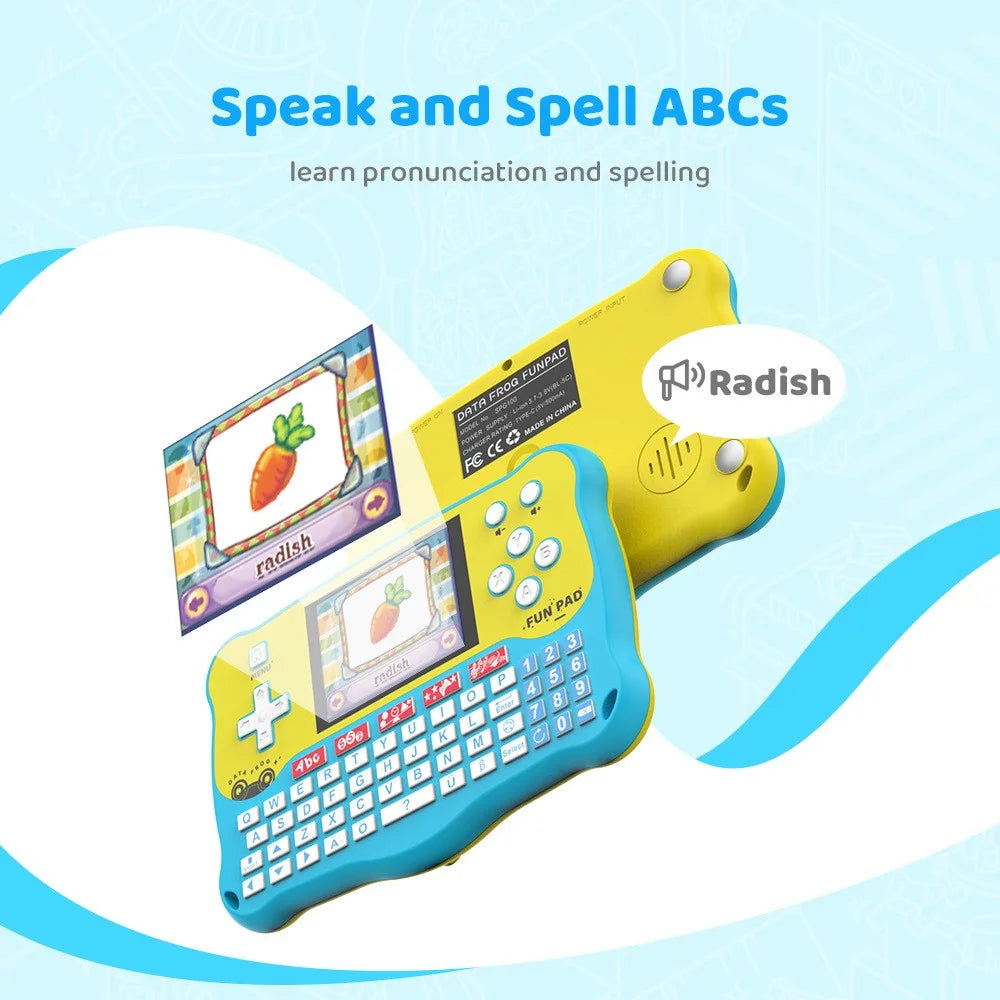 DATA FROG Baby Learning Pad with ABC Alphabet / Words / Music / Math Interactive Educational Electronic Toys - Blue - 3