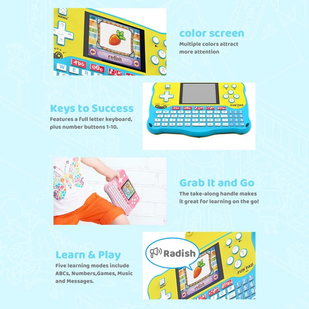 DATA FROG Baby Learning Pad with ABC Alphabet / Words / Music / Math Interactive Educational Electronic Toys - Blue - 7
