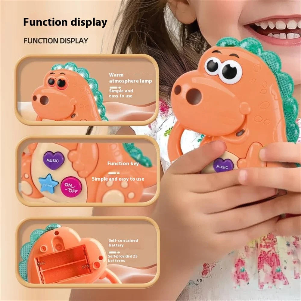 1138 Cartoon Dinosaur Baby Kids Musical Educational Toy Electronic Piano with Light - Green - 3