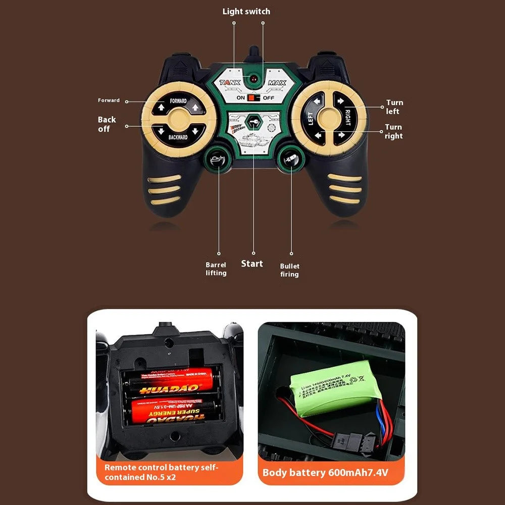 10-Channel Heavy Duty RC Tracked Tank Children Ball Shooting Toy with Remote Control - 228-2 - 7