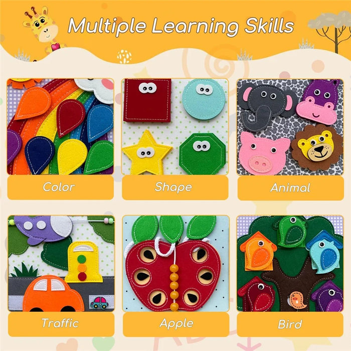 Cartoon Giraffe Learning Board Busy Book Educational Toy Gift for Toddlers Interactive Quiet Book - 6