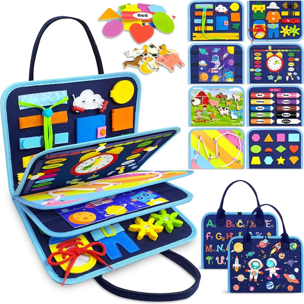 Astronaut Busy Board 8 Pages Early Learning Activity Toy Gift Sensory Book Birthday Gifts - 1