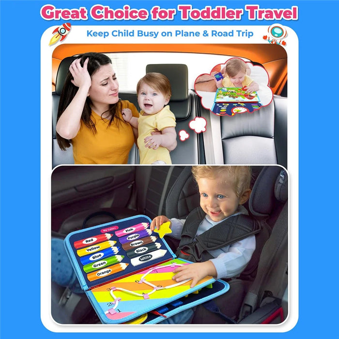 Astronaut Busy Board 8 Pages Early Learning Activity Toy Gift Sensory Book Birthday Gifts - 3