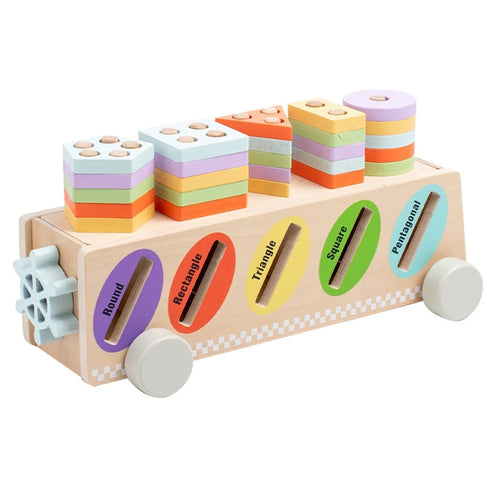 Wooden Toy Gift Set Color Sorting Cylinder Game Educational Learning Toy Gift for Toddlers 1 - 3 Years Old - 1