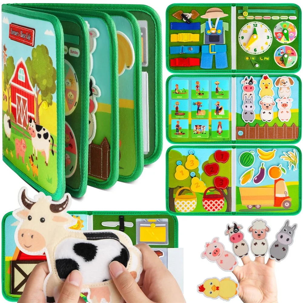 Felt Learning Board Kids Toddlers Interactive Animal Farm Educational Quiet Book Toy Gift - 1