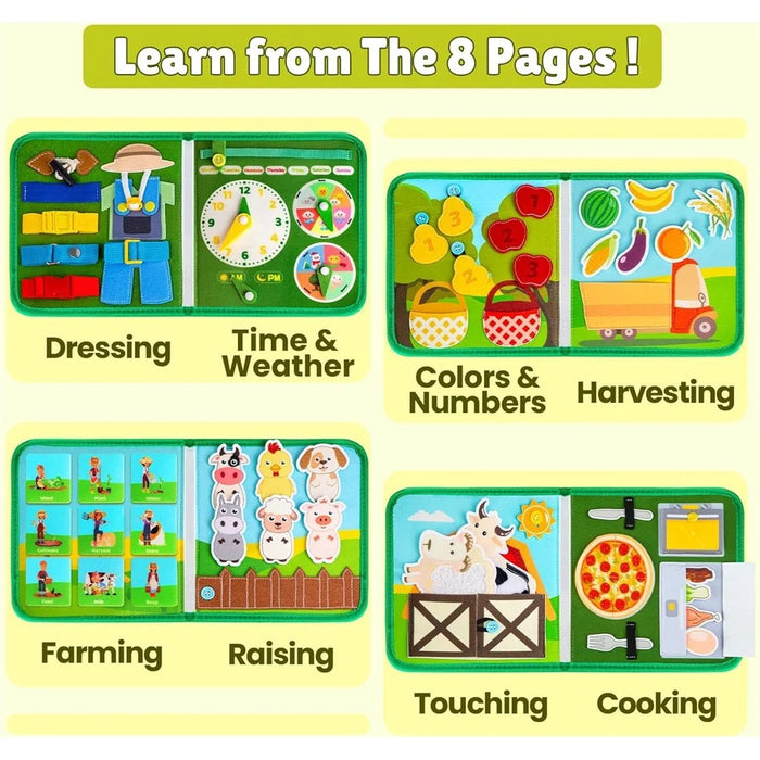 Felt Learning Board Kids Toddlers Interactive Animal Farm Educational Quiet Book Toy Gift - 7