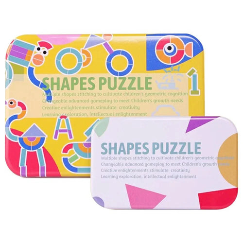 Wooden Geometric Shape Puzzle Board Tangram Jigsaw Educational Toy Gift for Toddlers - Type A Ostrich: 36 Puzzle Pieces & 50 Pattern Cards - 1