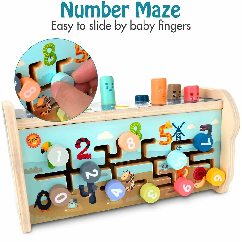Whack A Mole Xylophone Toy Gift with Puzzle Wooden Educational Beating Game for Toddlers - 2