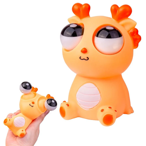 Funny Bulging Eyes Cartoon Dragon PVC Squeeze Doll Stress Relief Toy for Adult Children - Orange - 1