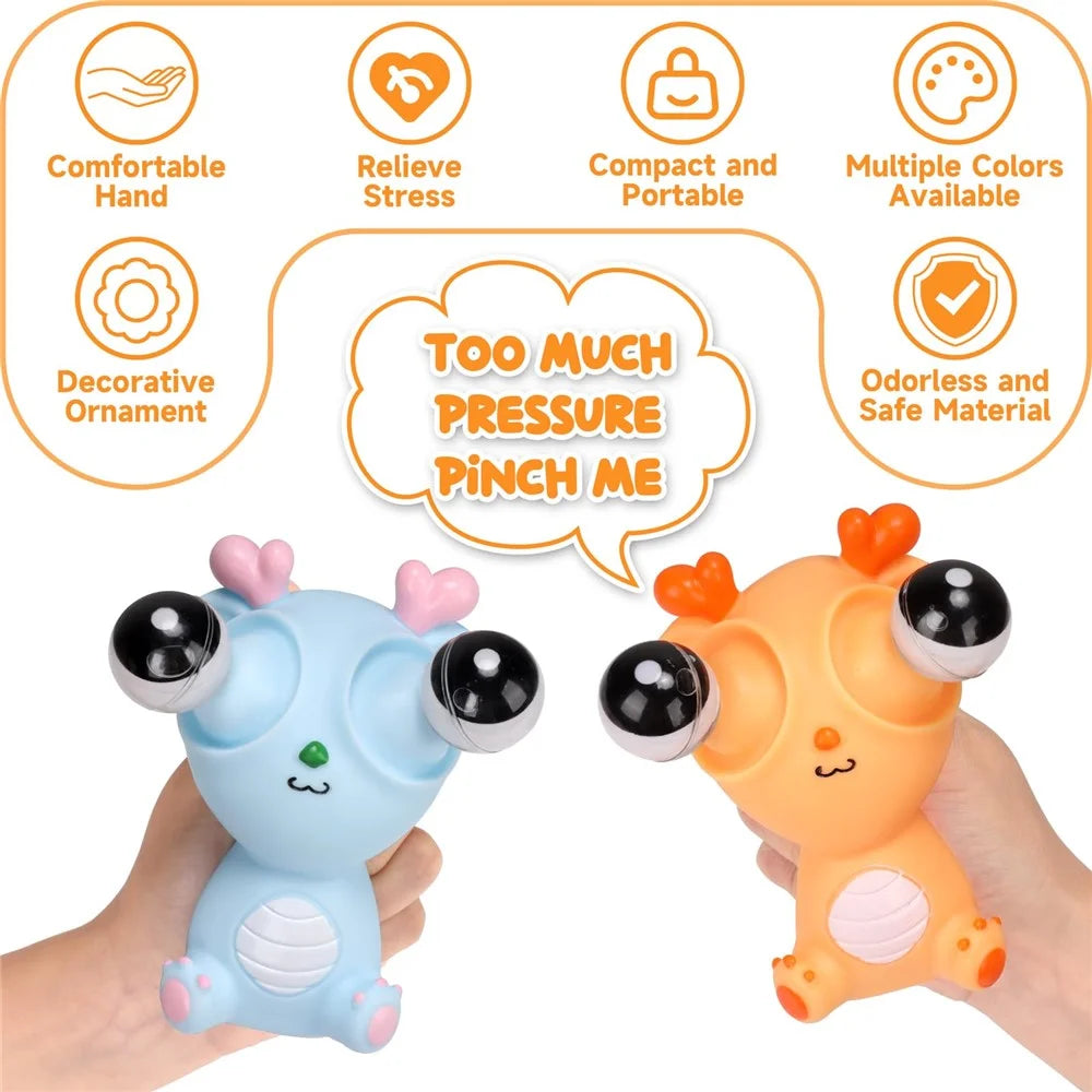 Funny Bulging Eyes Cartoon Dragon PVC Squeeze Doll Stress Relief Toy for Adult Children - Orange - 4