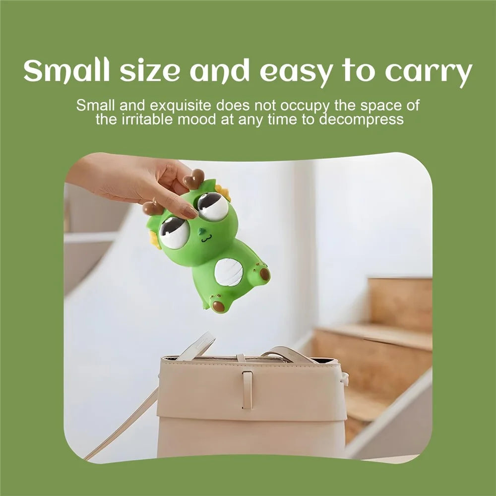 Funny Bulging Eyes Cartoon Dragon PVC Squeeze Doll Stress Relief Toy for Adult Children - Orange - 7