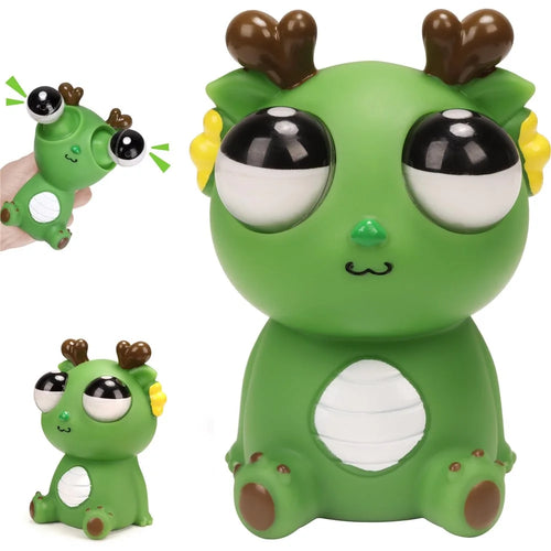 Funny Bulging Eyes Cartoon Dragon PVC Squeeze Doll Stress Relief Toy for Adult Children - Dark Green - 1