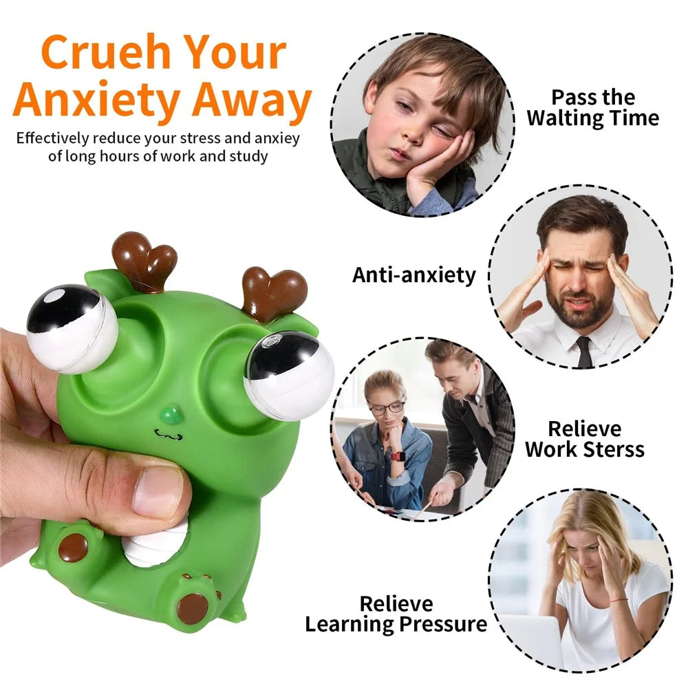 Funny Bulging Eyes Cartoon Dragon PVC Squeeze Doll Stress Relief Toy for Adult Children - Dark Green - 7