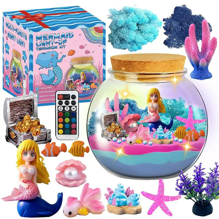 Light Up Container DIY Terrarium Kit for Kids Crystal Growing Arts Craft Educational Toy - Mermaid - 1
