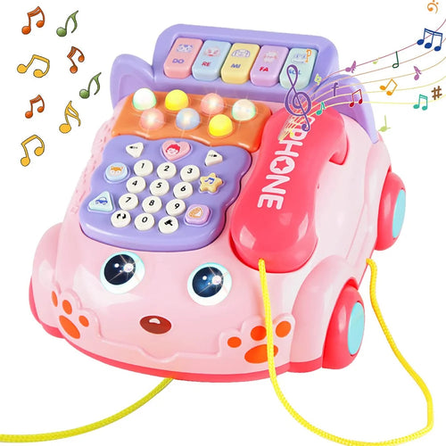 Simulation Telephone Toy Pretend Play Phone Toy for Toddlers and Children - Pink - 1