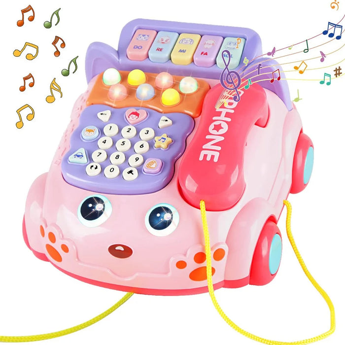 Simulation Telephone Toy Pretend Play Phone Toy for Toddlers and Children - Pink - 1