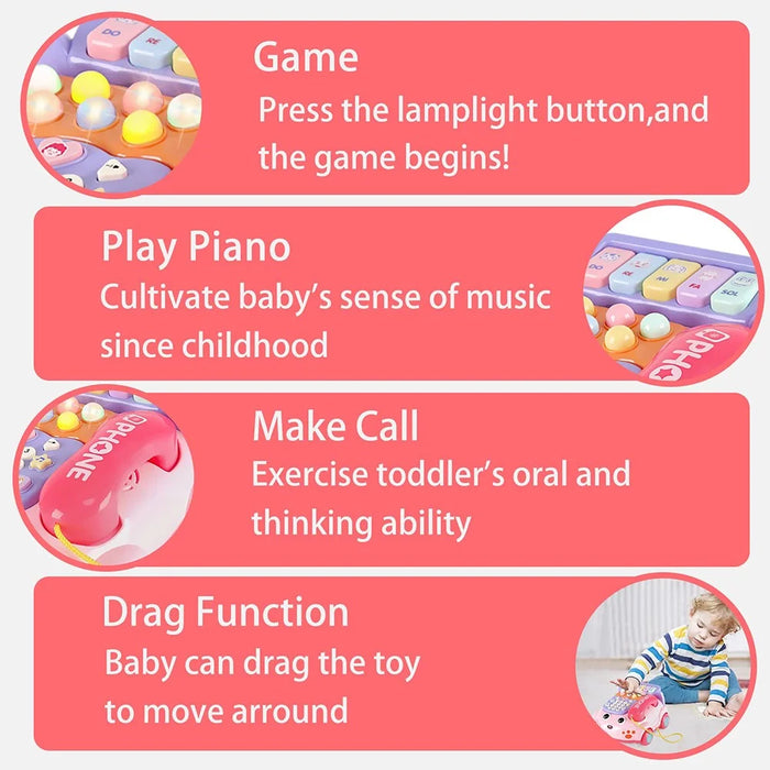 Simulation Telephone Toy Pretend Play Phone Toy for Toddlers and Children - Pink - 4