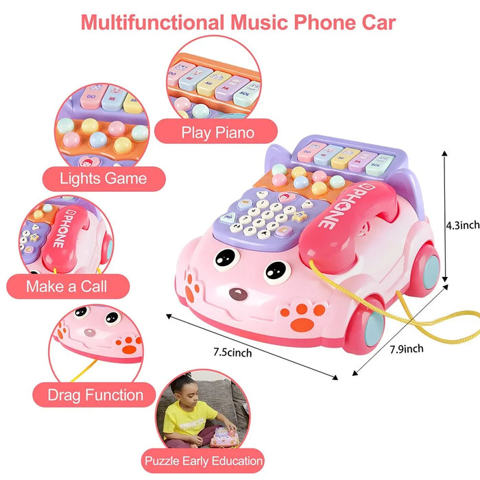Simulation Telephone Toy Pretend Play Phone Toy for Toddlers and Children - Pink - 6