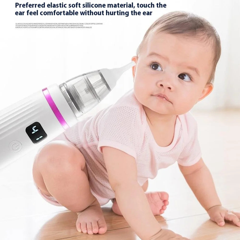 Baby Nasal Aspirator Electric Ear Wax Remover Multifunction Snot Sucker Nose Cleaner for Infants - White+Purple - 2