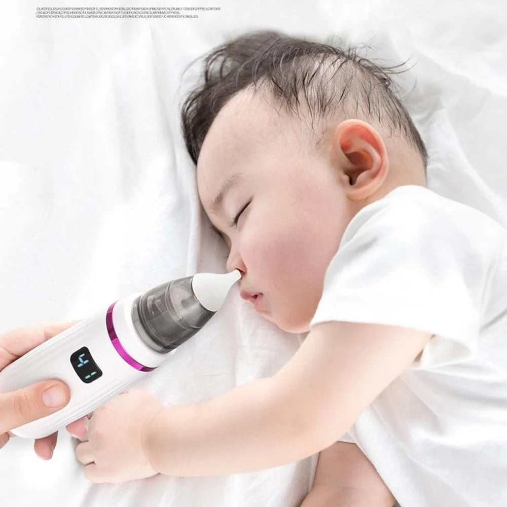 Baby Nasal Aspirator Electric Ear Wax Remover Multifunction Snot Sucker Nose Cleaner for Infants - White+Purple - 3