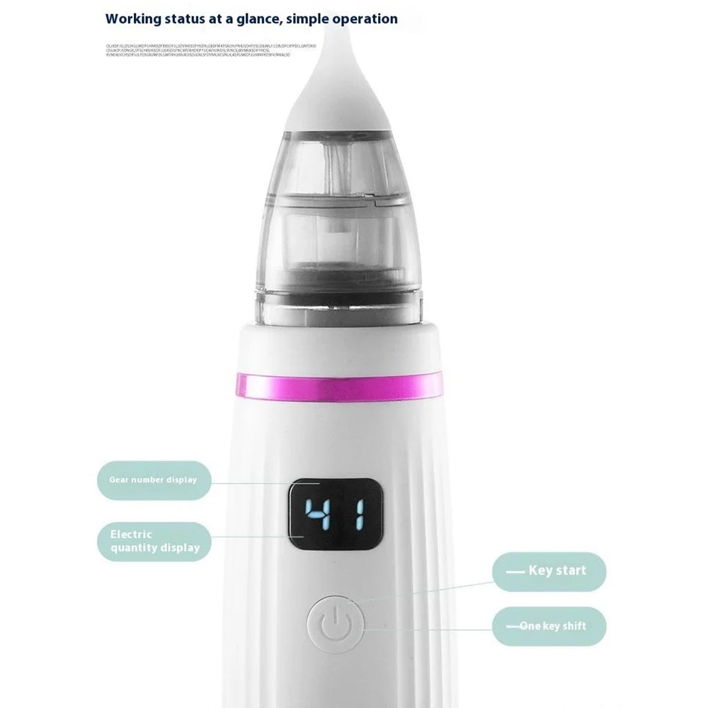 Baby Nasal Aspirator Electric Ear Wax Remover Multifunction Snot Sucker Nose Cleaner for Infants - White+Purple - 4