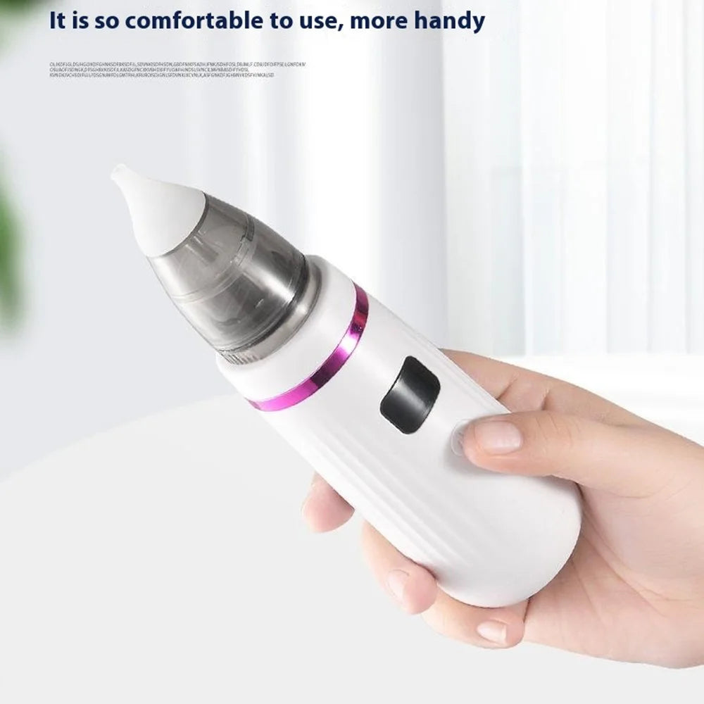 Baby Nasal Aspirator Electric Ear Wax Remover Multifunction Snot Sucker Nose Cleaner for Infants - White+Purple - 5
