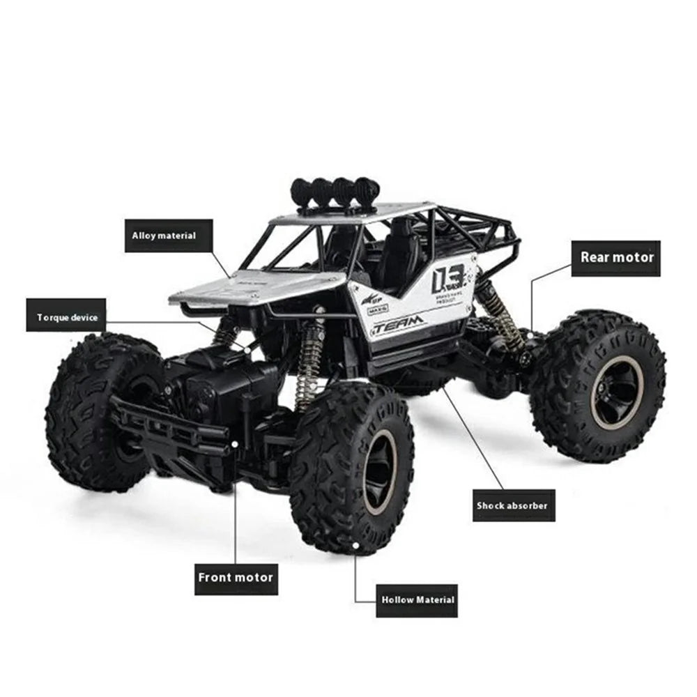 1:16 Scale RC Truck 4WD Off Road Vehicle Alloy Rock Crawler Climbing Car Toy Model for Kids - Silver - 7