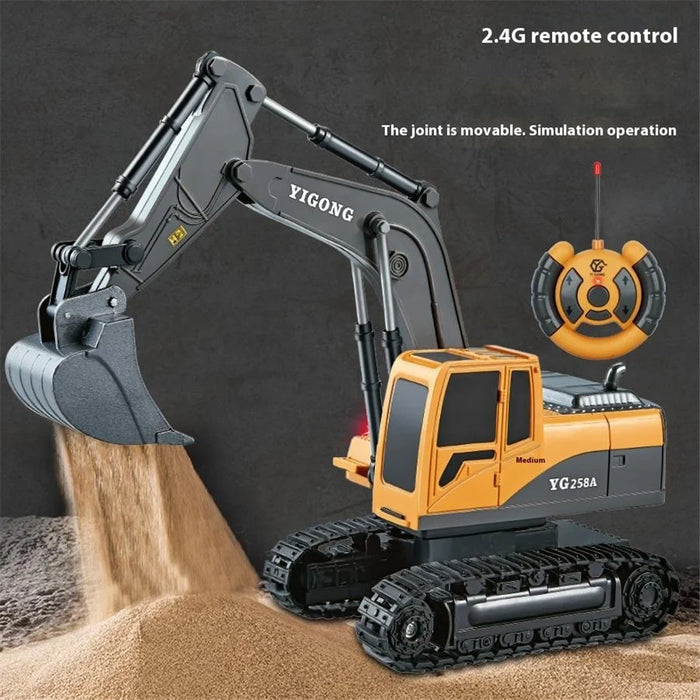 BC1033 6 Channel Alloy RC Excavator Realistic Digging Tracked Engineering Vehicle Children Toy - Style 1 - 2