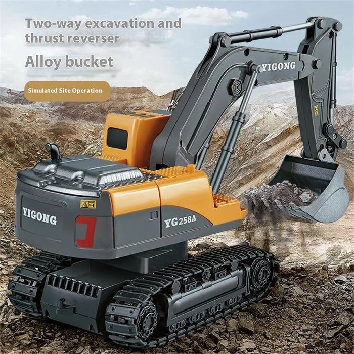BC1033 6 Channel Alloy RC Excavator Realistic Digging Tracked Engineering Vehicle Children Toy - Style 1 - 3
