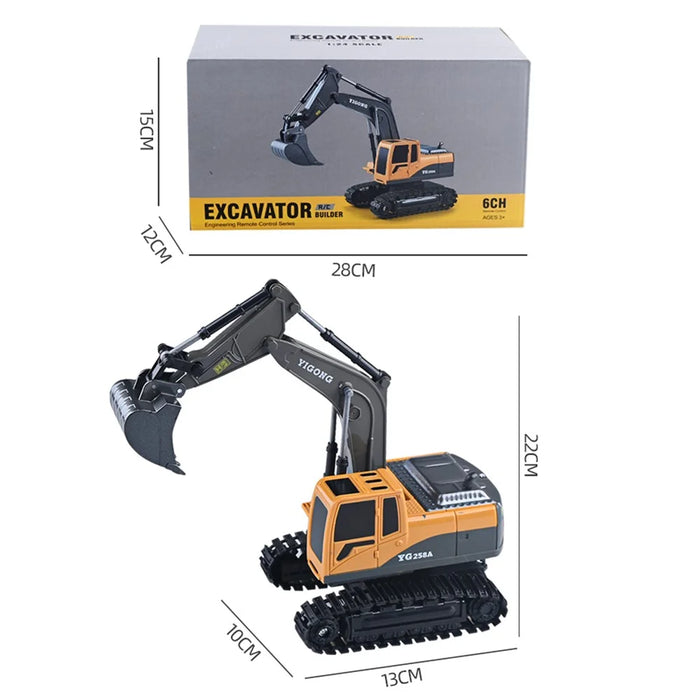 BC1033 6 Channel Alloy RC Excavator Realistic Digging Tracked Engineering Vehicle Children Toy - Style 1 - 6