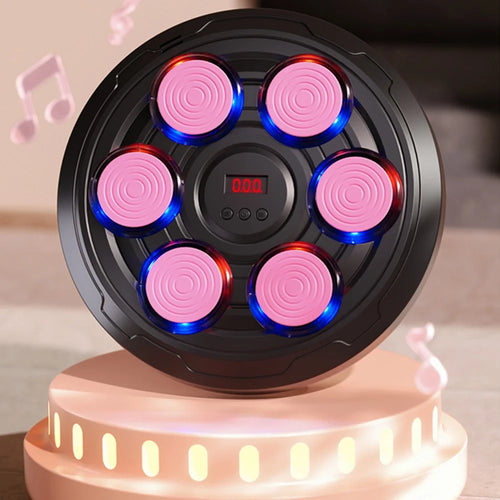 Children's Musical Boxing Target Electronic Training Equipment 6 Keys with Boxing Gloves - Pink - 1