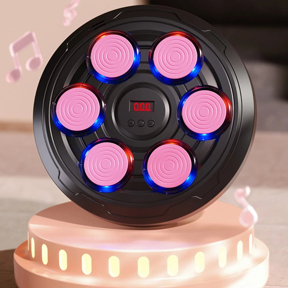 Children's Musical Boxing Target Electronic Training Equipment 6 Keys with Boxing Gloves - Pink - 1