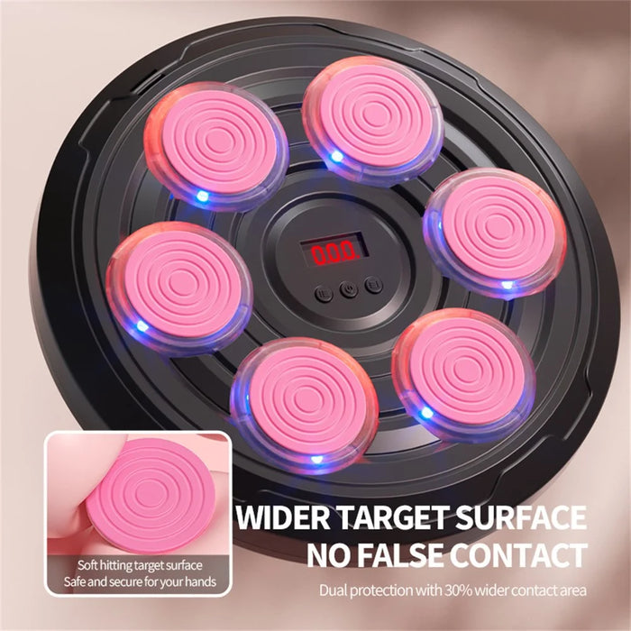 Children's Musical Boxing Target Electronic Training Equipment 6 Keys with Boxing Gloves - Pink - 4