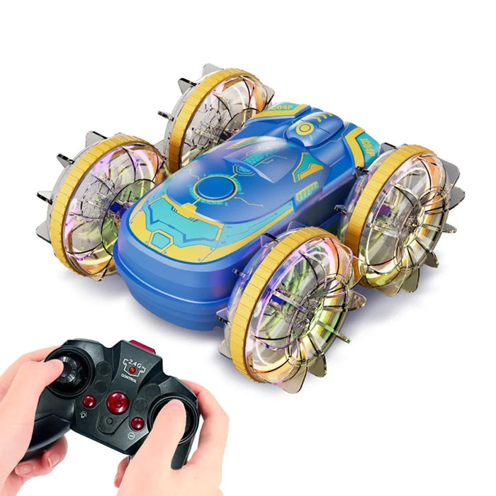 JC04P 2.4G Remote Control 4WD Amphibious Stunt Car Toy Gift with LED Lights, Single Controller (CE / CPC / ASTM / EN71 Certified) - Blue - 1