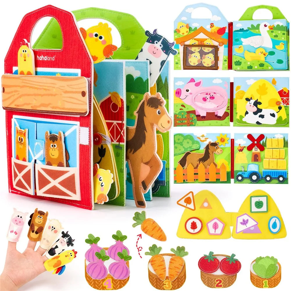 3D Busy Book Interactive Sensory Busy Board Educational Synthetic Felt Toddler Quiet Toy Gift - 1