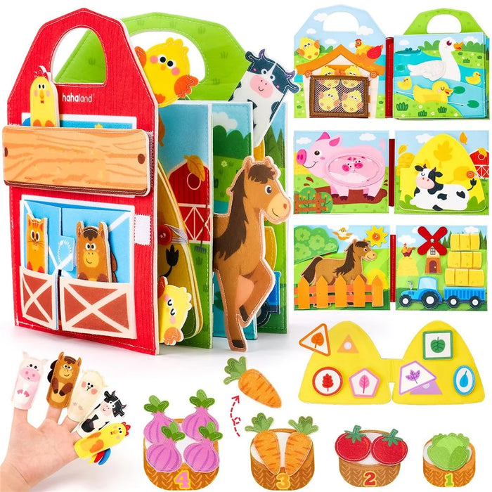 3D Busy Book Interactive Sensory Busy Board Educational Synthetic Felt Toddler Quiet Toy Gift - 1
