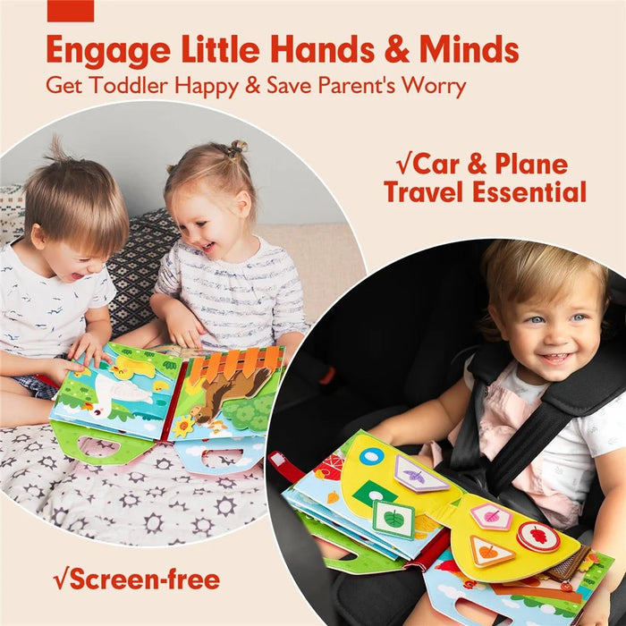 3D Busy Book Interactive Sensory Busy Board Educational Synthetic Felt Toddler Quiet Toy Gift - 3