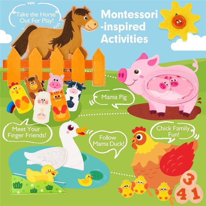 3D Busy Book Interactive Sensory Busy Board Educational Synthetic Felt Toddler Quiet Toy Gift - 4