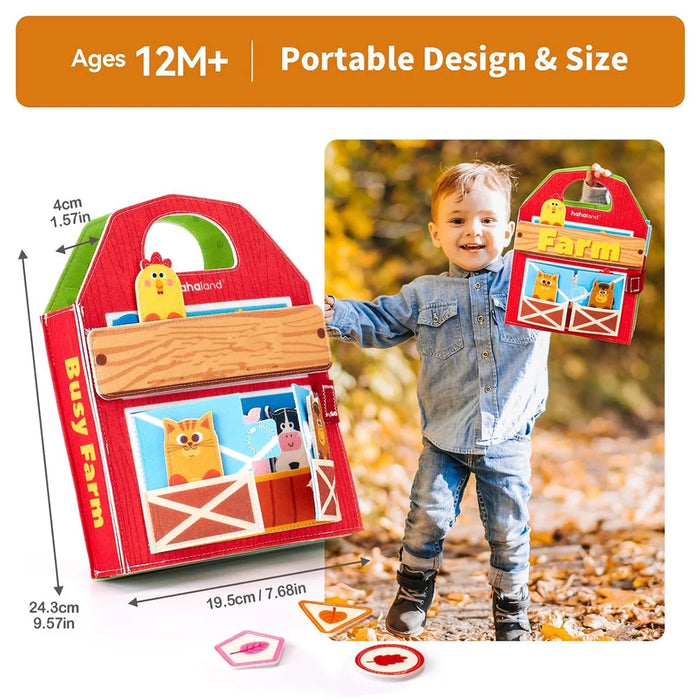 3D Busy Book Interactive Sensory Busy Board Educational Synthetic Felt Toddler Quiet Toy Gift - 7