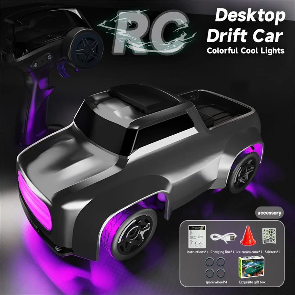 1:64 Mini RC Car 2.4G Full Proportional Remote Control High Speed Desktop Drift Vehicle Gift (CE / CPC / EN71 / ASTM Certified) - Grey - 2