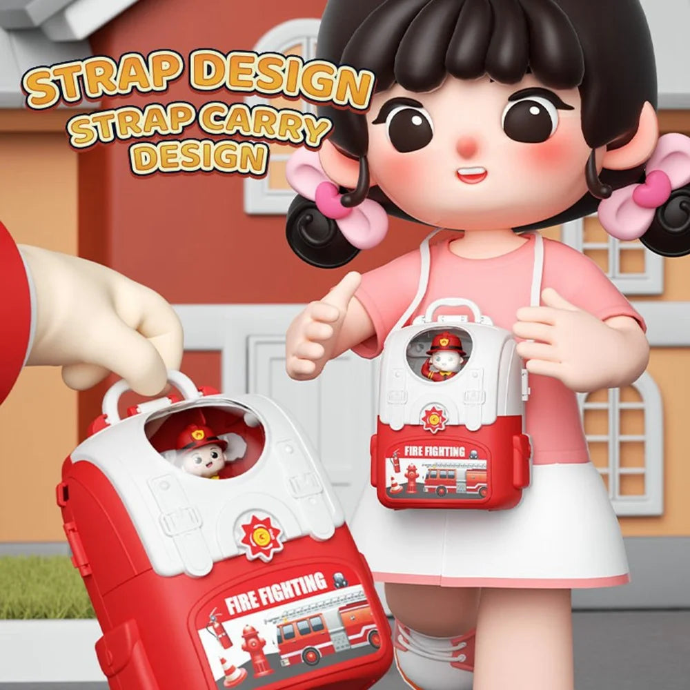 HP7719 DIY Kids Fire Truck Toy Set Engineering Vehicle Storage Tool Pretend Play Car Model Toy - Yellow - 4