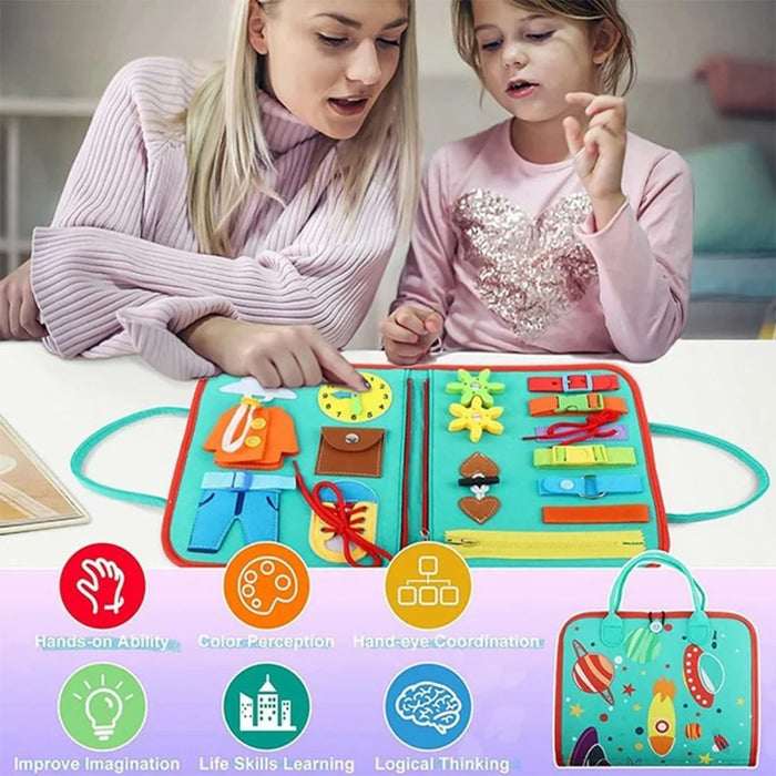 Busy Board Learning Toy Gift Felt Activity Board for Toddlers Early Education Skill Development - 4