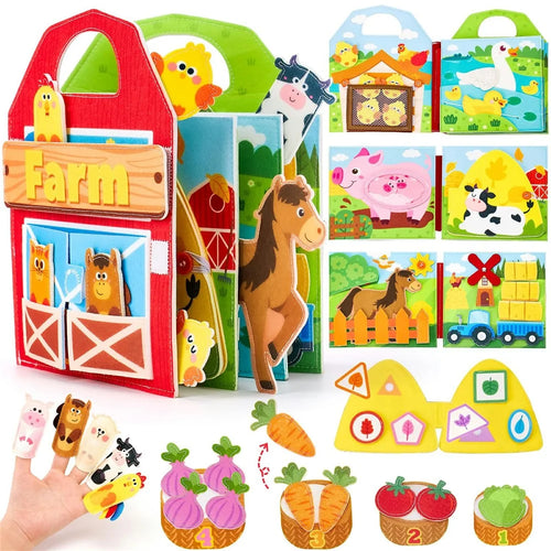 Busy Book Farm Animals Felt Quiet Book Educational Toy Gift for Toddlers - 1