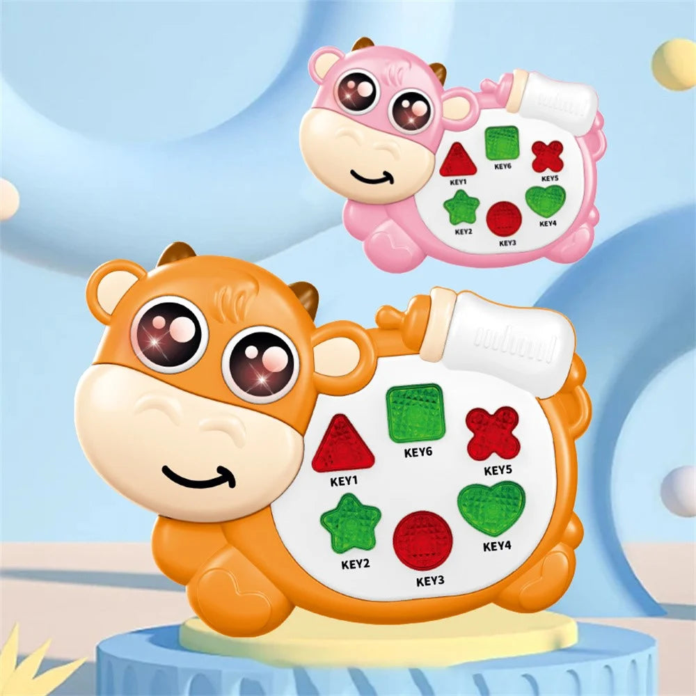 Cartoon Animal Music Toy Musical Light Electronic Keyboard Baby Soothing Cognitive Educational Piano Toy - JYF1026B Bottle Cow (Random Color) - 1