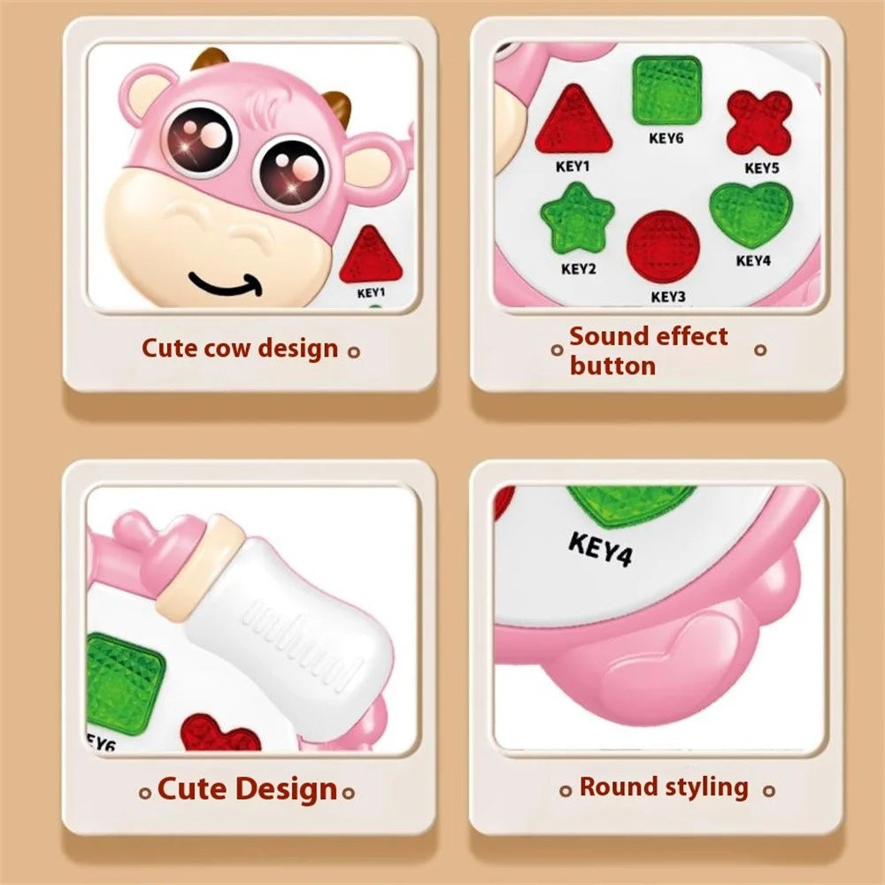Cartoon Animal Music Toy Musical Light Electronic Keyboard Baby Soothing Cognitive Educational Piano Toy - JYF1026B Bottle Cow (Random Color) - 3