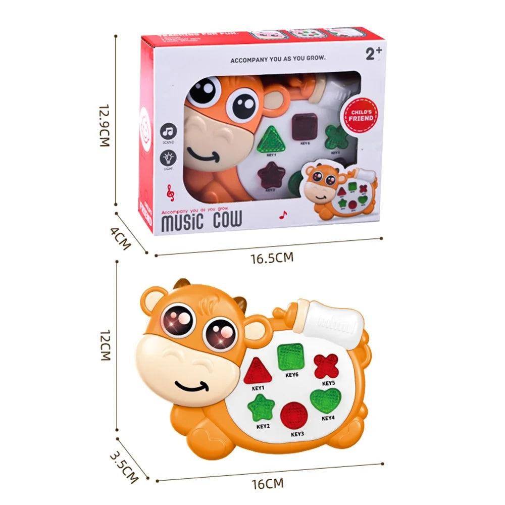 Cartoon Animal Music Toy Musical Light Electronic Keyboard Baby Soothing Cognitive Educational Piano Toy - JYF1026B Bottle Cow (Random Color) - 4