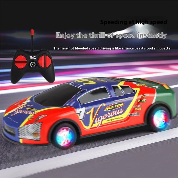 HDXX229 Electric RC Drift Race Car for Boys 4-Channel Graffiti Alloy Tin Light Vehicle Truck Remote Control Toy Car - Dark Blue Racing Car - 4